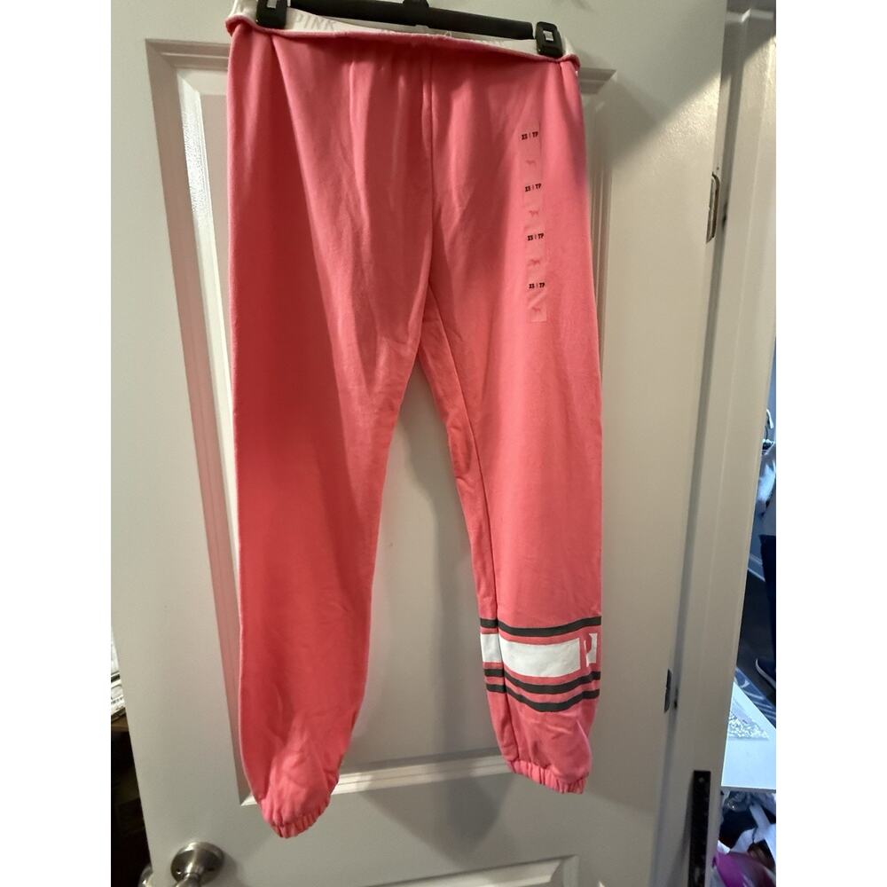 PINK Victorias Secret Skinny Jogger Sweatpants Womens XS Coral Logo